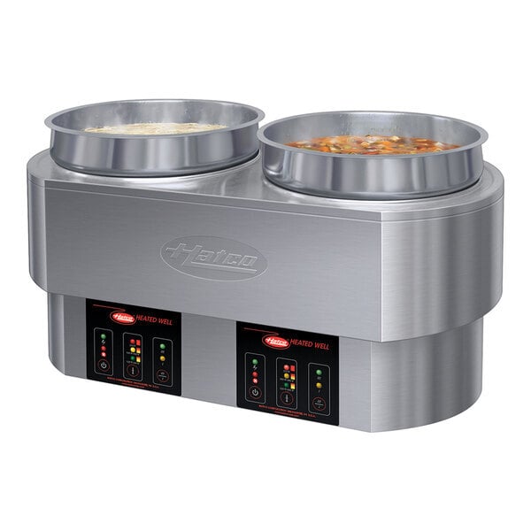 Scratch and Dent Hatco RHW-2 Dual 11 Qt. Round Heated Food Well with Insets and Lids - 208/240V, 2045-2725W