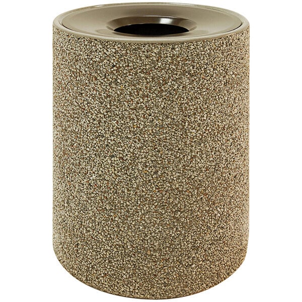 Scratch and Dent Wausau Tile TF1151 39 Gallon Concrete Round Trash Can with Aluminum Funnel Top