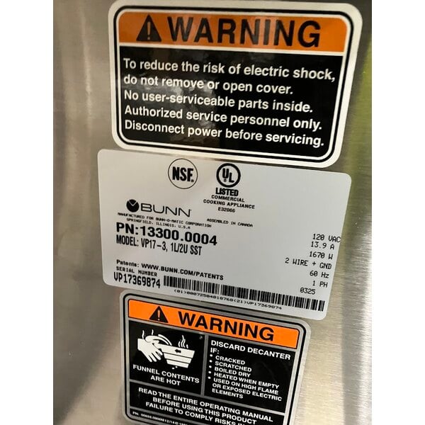 Scratch and Dent Bunn 13300.0004 VP17-3 Low Profile Pourover Coffee Brewer with 3 Warmers