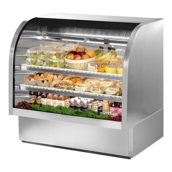 Scratch and Dent True TCGG-48-S-HC-LD 48 1/4" Stainless Steel Curved Glass Refrigerated Deli Case