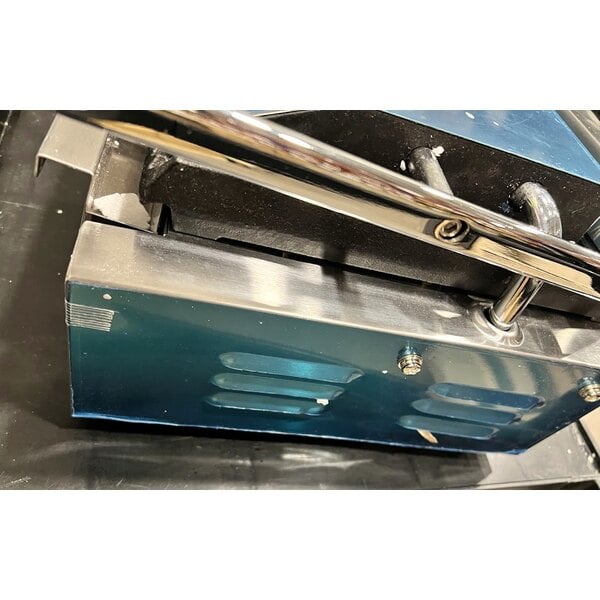 Scratch and Dent Avantco PG400T Commercial Dual Panini Sandwich Grill with Timer, Grooved Plates, and 19 5/8" x 9 1/8" Cooking Surface - 120V, 3500W