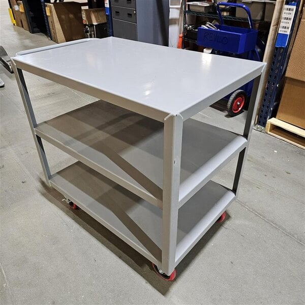 Scratch and Dent Lavex 36" x 24" x 35" Three Shelf Steel Utility Cart - Fully Welded