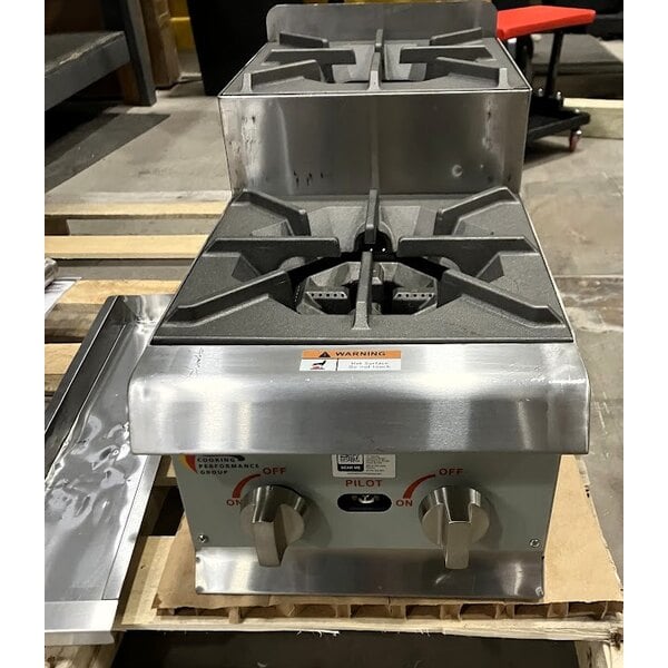 Scratch and Dent Cooking Performance Group SR-CPG-12-NL 12" Step-Up Countertop Range / Hot Plate with 2 High Output Burners - 60,000 BTU