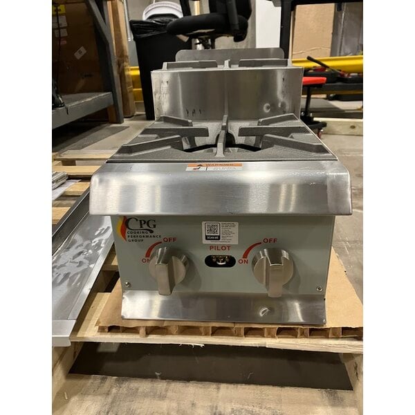 Scratch and Dent Cooking Performance Group SR-CPG-12-NL 12" Step-Up Countertop Range / Hot Plate with 2 High Output Burners - 60,000 BTU