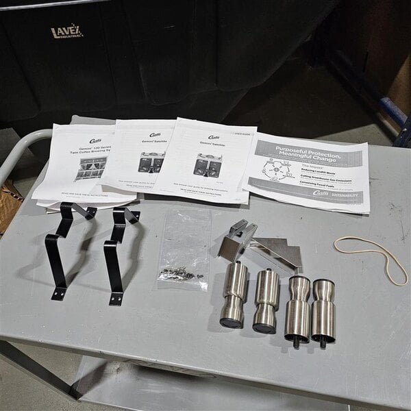 Scratch and Dent Curtis GEM-12D-10 Gemini Stainless Steel Twin Digital Satellite Coffee Brewer With Servers - 220V, 1 Phase