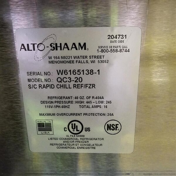 Scratch and Dent Alto-Shaam QC3-20 57" Quickchiller Reach in Commercial Work Top Blast Chiller - 60 lb.