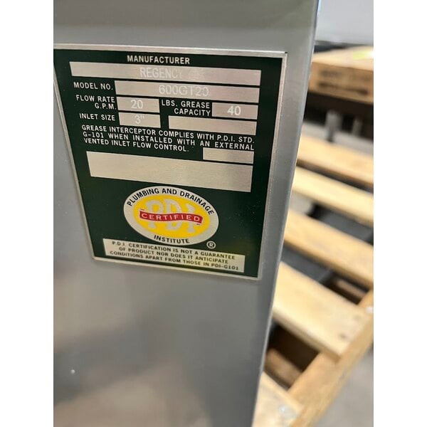 Scratch and Dent Regency 40 lb. 20 GPM Grease Trap with 3" Non-Threaded Connections - PDI Certified