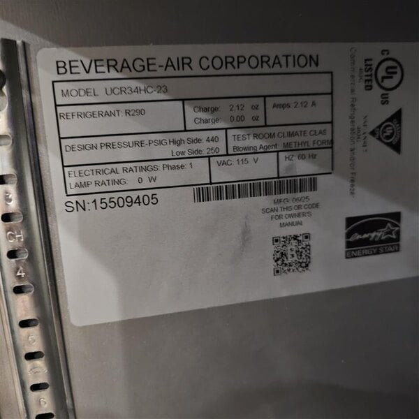 Scratch and Dent Beverage-Air UCR34HC-23 34" Low Profile Undercounter Refrigerator