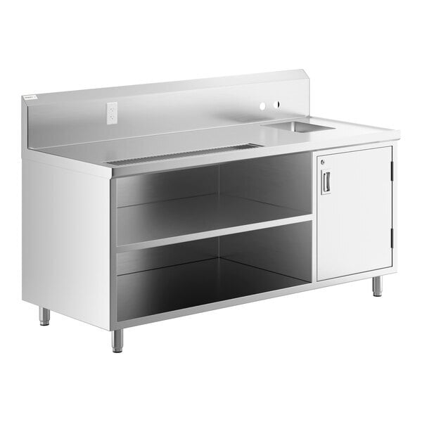 Scratch and Dent Regency 30" x 72" 16 Gauge Stainless Steel Beverage Table with Right Sink