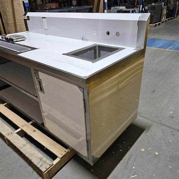 Scratch and Dent Regency 30" x 72" 16 Gauge Stainless Steel Beverage Table with Right Sink