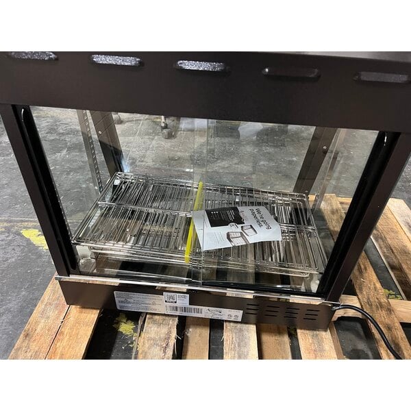 Scratch and Dent Avantco HDC-26 26" Self/Full Service 3 Shelf Countertop Heated Display Case with Sliding Doors - 120V, 1580W