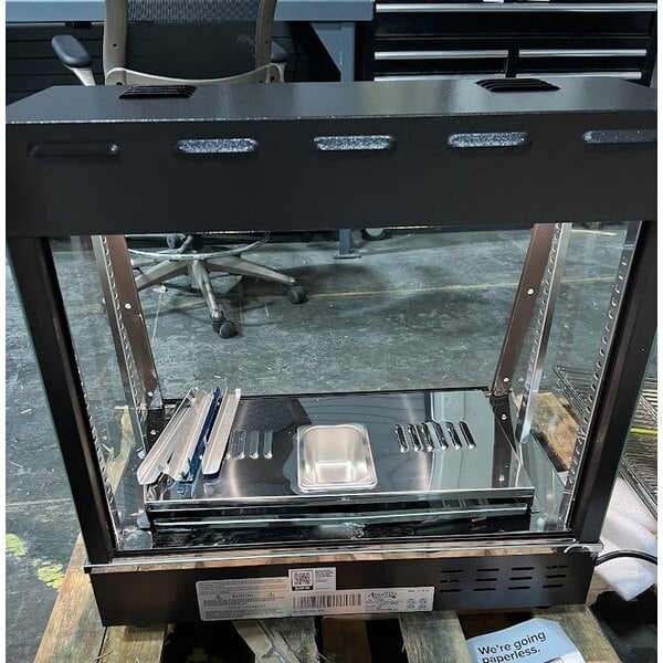 Scratch and Dent Avantco HDC-26 26" Self/Full Service 3 Shelf Countertop Heated Display Case with Sliding Doors - 120V, 1580W