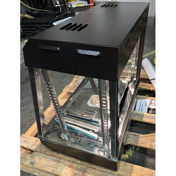 Scratch and Dent Avantco HDC-26 26" Self/Full Service 3 Shelf Countertop Heated Display Case with Sliding Doors - 120V, 1580W