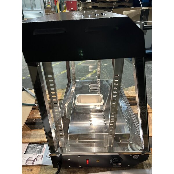 Scratch and Dent Avantco HDC-26 26" Self/Full Service 3 Shelf Countertop Heated Display Case with Sliding Doors - 120V, 1580W