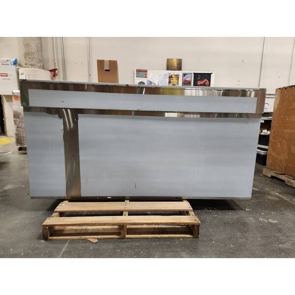 Scratch and Dent Regency 24" x 72" 16 Gauge Type 304 Stainless Steel Enclosed Base Sliding Door Table with Drawers and 6" Backsplash