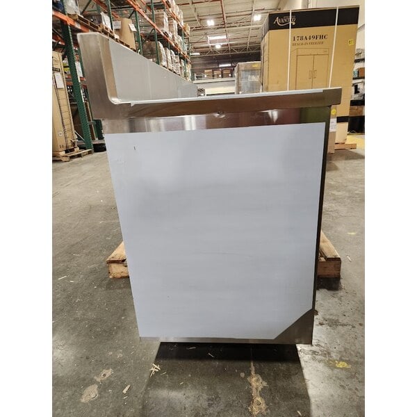 Scratch and Dent Regency 24" x 72" 16 Gauge Type 304 Stainless Steel Enclosed Base Sliding Door Table with Drawers and 6" Backsplash