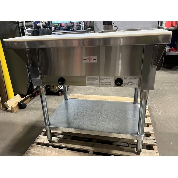Scratch and Dent Advance Tabco HF-2G Liquid Propane Two Pan Powered Hot Food Table - Open Well