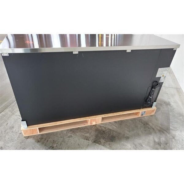 Scratch and Dent Avantco UBB-72G-HC 73" Black Counter Height Narrow Glass Door Back Bar Refrigerator with LED Lighting