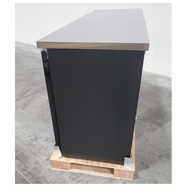 Scratch and Dent Avantco UBB-72G-HC 73" Black Counter Height Narrow Glass Door Back Bar Refrigerator with LED Lighting