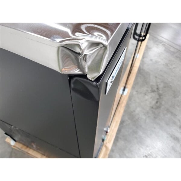 Scratch and Dent Avantco UBB-72G-HC 73" Black Counter Height Narrow Glass Door Back Bar Refrigerator with LED Lighting