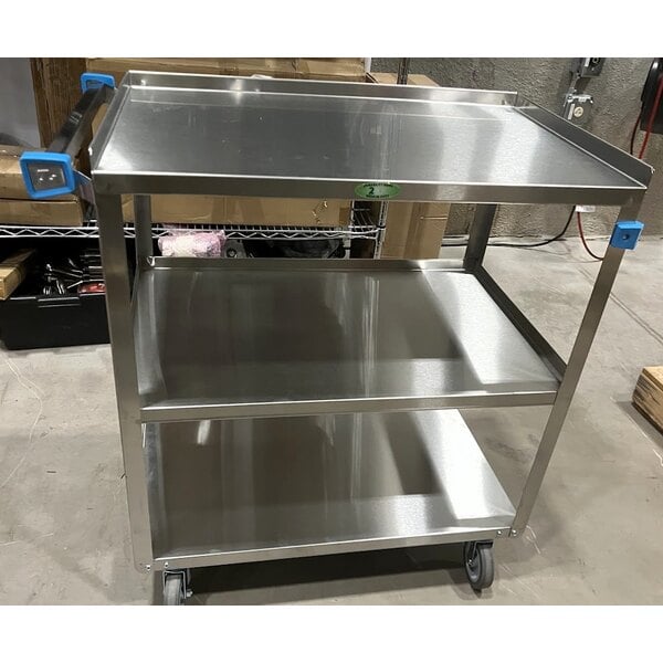 Scratch and Dent Lakeside 422 Medium Duty Stainless Steel 3 Shelf Utility Cart - 19" x 31" x 32"