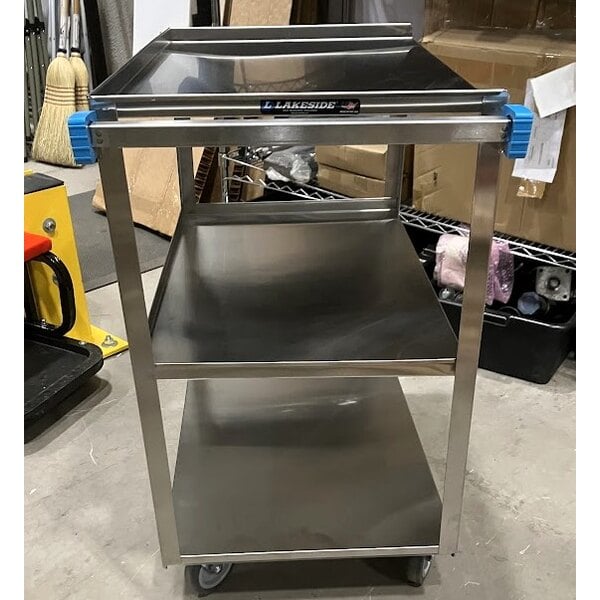 Scratch and Dent Lakeside 422 Medium Duty Stainless Steel 3 Shelf Utility Cart - 19" x 31" x 32"