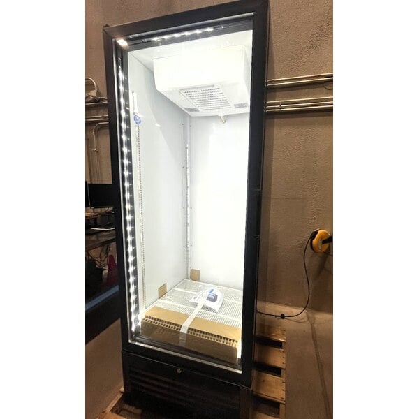 Scratch and Dent Beverage-Air MT23-1B-18 29 1/2" Marketeer Series Black Refrigerated Glass Door Merchandiser with Left Hinged Door and LED Lighting