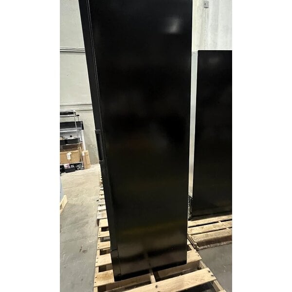 Scratch and Dent Beverage-Air MT23-1B-18 29 1/2" Marketeer Series Black Refrigerated Glass Door Merchandiser with Left Hinged Door and LED Lighting
