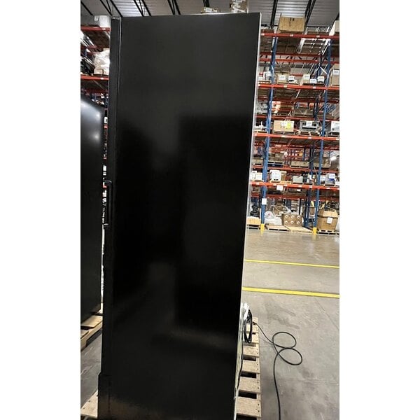 Scratch and Dent Beverage-Air MT23-1B-18 29 1/2" Marketeer Series Black Refrigerated Glass Door Merchandiser with Left Hinged Door and LED Lighting