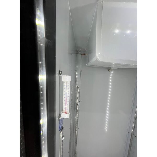 Scratch and Dent Beverage-Air MT23-1B-18 29 1/2" Marketeer Series Black Refrigerated Glass Door Merchandiser with Left Hinged Door and LED Lighting