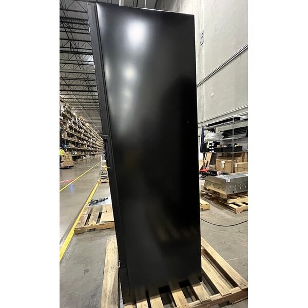 Scratch and Dent Beverage-Air MT23-1B-18 29 1/2" Marketeer Series Black Refrigerated Glass Door Merchandiser with Left Hinged Door and LED Lighting