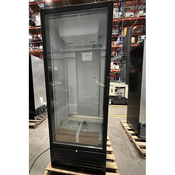 Scratch and Dent Beverage-Air MT23-1B-18 29 1/2" Marketeer Series Black Refrigerated Glass Door Merchandiser with Left Hinged Door and LED Lighting