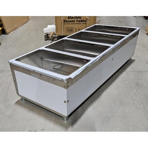 Scratch and Dent ServIt Four Pan Open Well Electric Steam Table with Adjustable Undershelf - 208/240V, 3000W