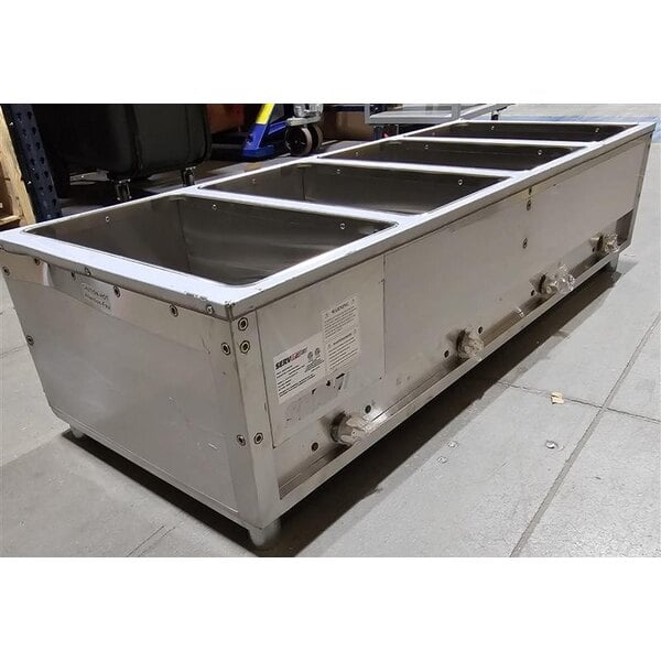 Scratch and Dent ServIt Four Pan Open Well Electric Steam Table with Adjustable Undershelf - 208/240V, 3000W