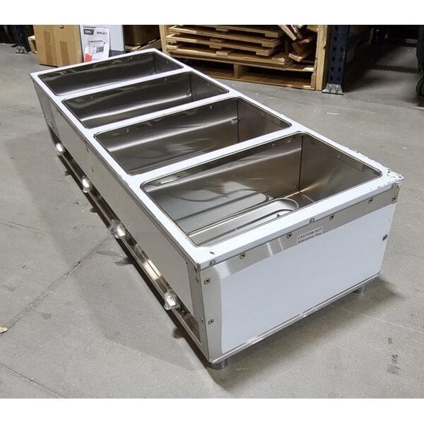 Scratch and Dent ServIt Four Pan Open Well Electric Steam Table with Adjustable Undershelf - 208/240V, 3000W