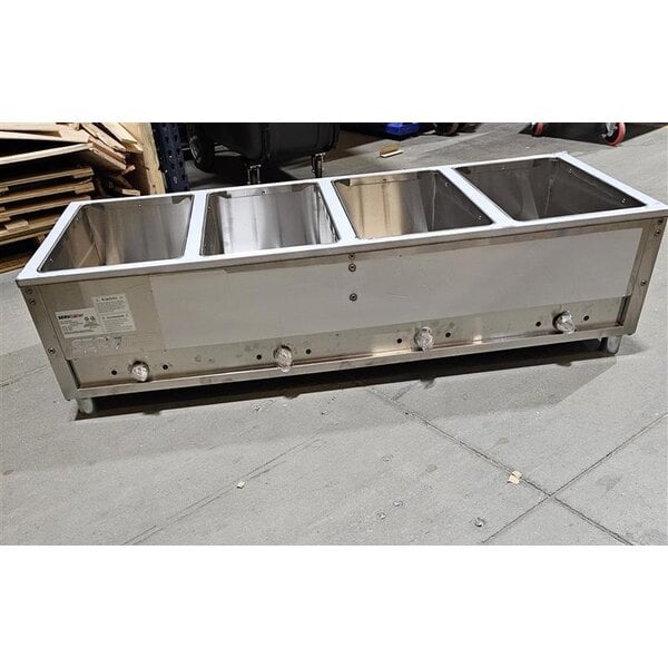 Scratch and Dent ServIt Four Pan Open Well Electric Steam Table with Adjustable Undershelf - 208/240V, 3000W