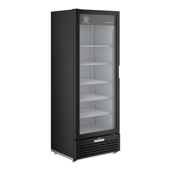 Scratch and Dent Beverage-Air MT23-1B-18 29 1/2" Marketeer Series Black Refrigerated Glass Door Merchandiser with Left Hinged Door and LED Lighting