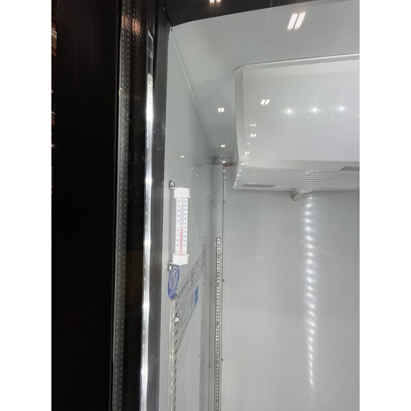 Scratch and Dent Beverage-Air MT23-1B-18 29 1/2" Marketeer Series Black Refrigerated Glass Door Merchandiser with Left Hinged Door and LED Lighting