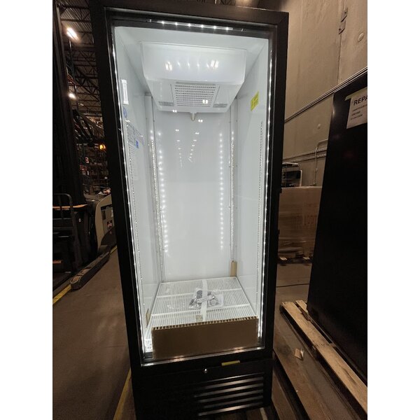 Scratch and Dent Beverage-Air MT23-1B-18 29 1/2" Marketeer Series Black Refrigerated Glass Door Merchandiser with Left Hinged Door and LED Lighting