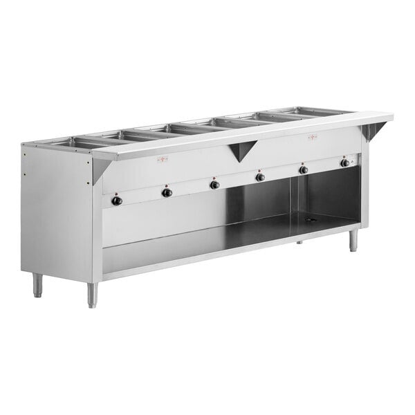 Scratch and Dent Advance Tabco SW-6E-240-BS Six Pan Electric Hot Food Table with Partially Enclosed Base - Sealed Well, 208/240V