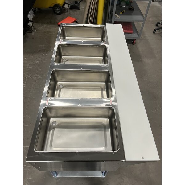 Scratch and Dent Advance Tabco SW-4E-240 Four Pan Electric Hot Food Table with Undershelf - Sealed Well, 208/240V