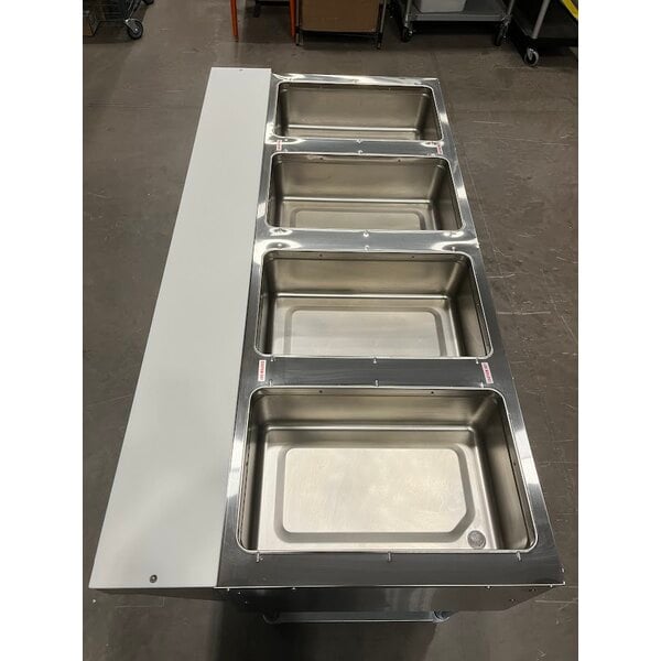 Scratch and Dent Advance Tabco SW-4E-240 Four Pan Electric Hot Food Table with Undershelf - Sealed Well, 208/240V