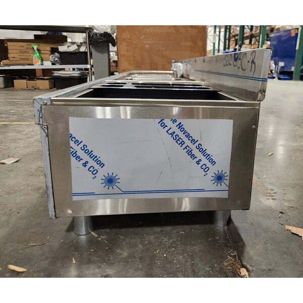 Scratch and Dent Advance Tabco SLC-83C-R Three Compartment Stainless Steel Bar Sink and Ice Bin Combo - 96" x 18" (Right Side Ice Bin)