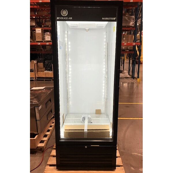 Scratch and Dent Beverage-Air MT23-1B-18 29 1/2" Marketeer Series Black Refrigerated Glass Door Merchandiser with Left Hinged Door and LED Lighting