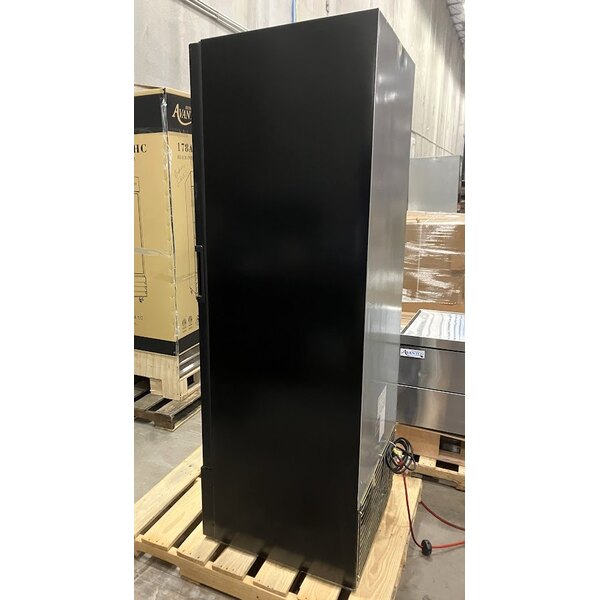 Scratch and Dent Beverage-Air MT23-1B-18 29 1/2" Marketeer Series Black Refrigerated Glass Door Merchandiser with Left Hinged Door and LED Lighting