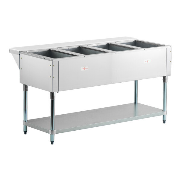 Scratch and Dent Advance Tabco HF-4E-120 Four Pan Electric Steam Table with Undershelf - Open Well, 120V