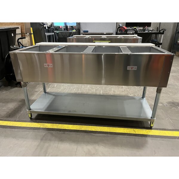 Scratch and Dent Advance Tabco HF-4E-120 Four Pan Electric Steam Table with Undershelf - Open Well, 120V