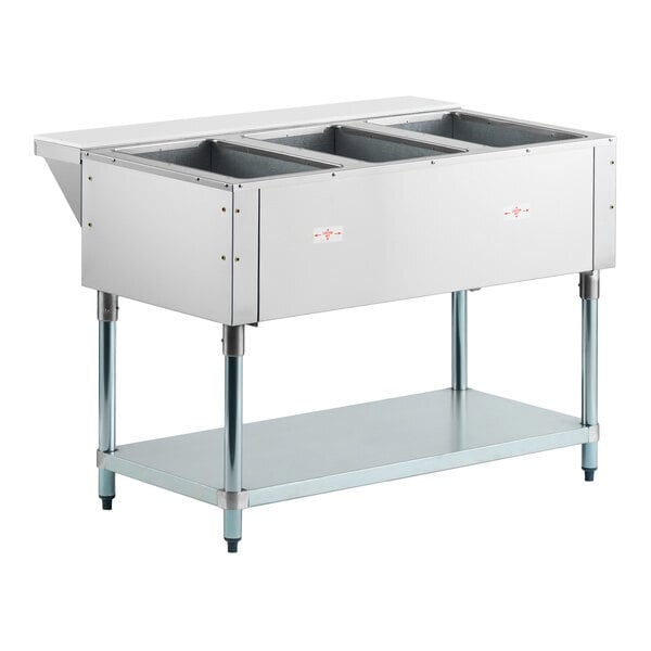 Scratch and Dent Advance Tabco HF-3G Liquid Propane Three Pan Powered Hot Food Table - Open Well