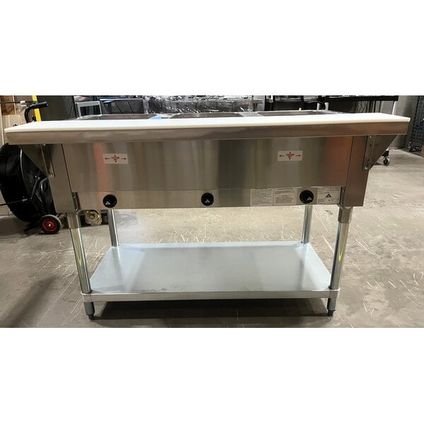 Scratch and Dent Advance Tabco HF-3G Liquid Propane Three Pan Powered Hot Food Table - Open Well