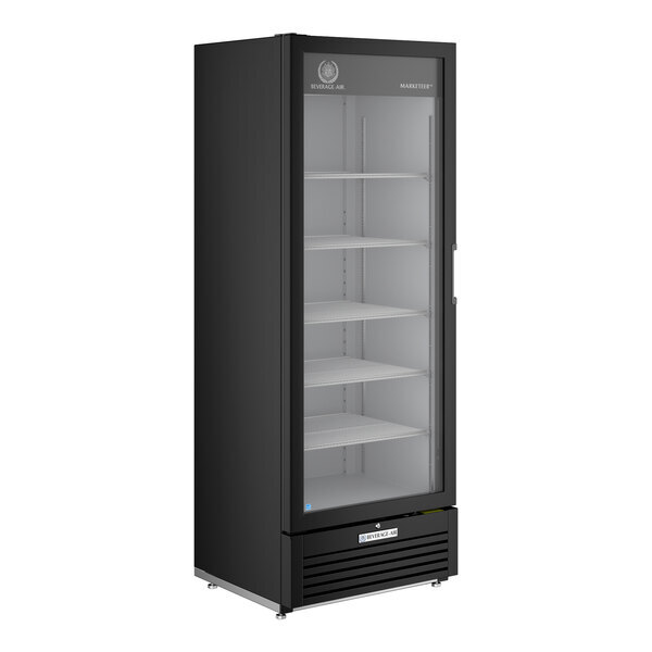 Scratch and Dent Beverage-Air MT23-1B-18 29 1/2" Marketeer Series Black Refrigerated Glass Door Merchandiser with Left Hinged Door and LED Lighting